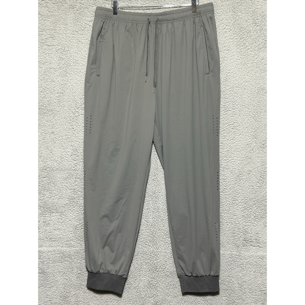 Auxo‎ Men's Stretch Athletic Jogger Pants: Zipper Pockets, Gym, Hike, Gray XL